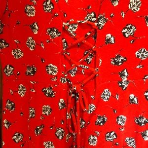 Philosophy Dress, Women's Medium, Red with Black & White Flowers